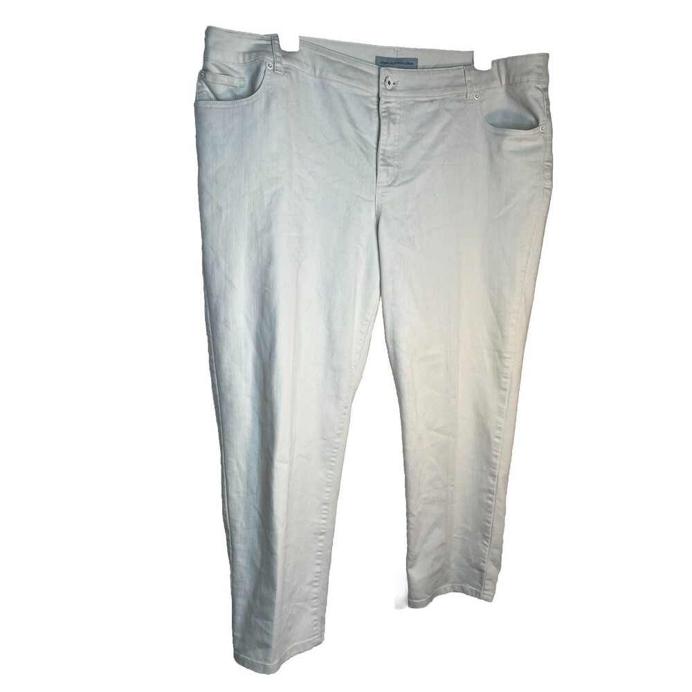 Chicos Platinum Denim Cream Crop Capri  4 XXL 20 R Denim Jeans (15)